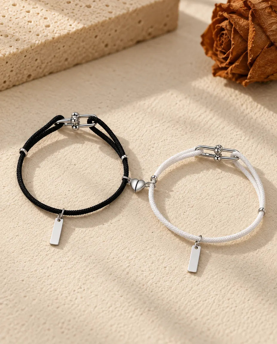 Name Matching Bracelets for Couples - matching pair laid flat