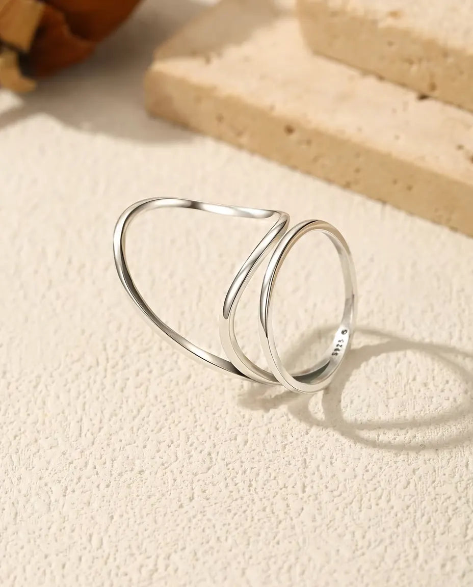 Open Line Ring in 925 Sterling Silver - seen at an angle, showing the band