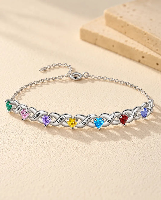Personalized Birthstone Bracelet - front view