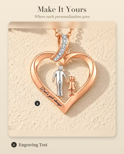 Personalization guide showing where the engraving goes inside the heart
