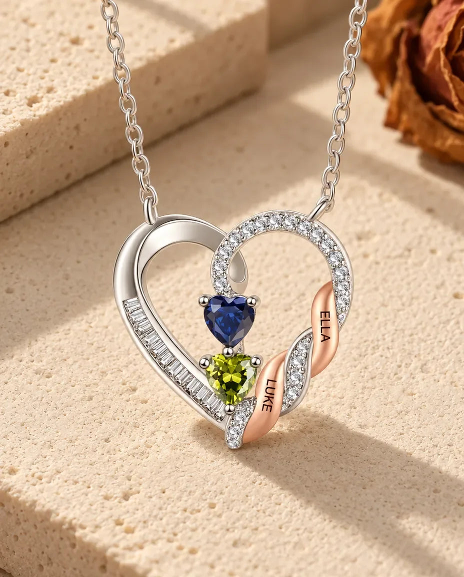 Personalized Birthstone Necklace for Mom - laid flat