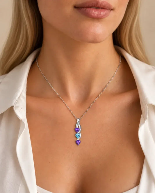 Personalized Birthstone Necklace for Mom - worn on a model