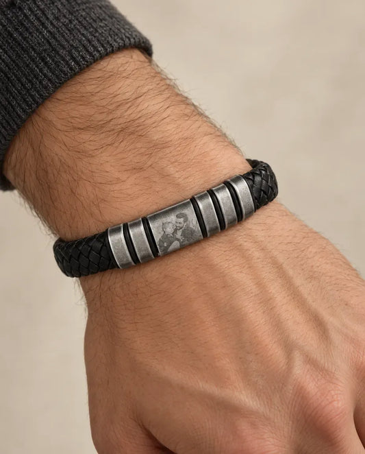 Men's Personalized Photo Bracelet - worn on a model