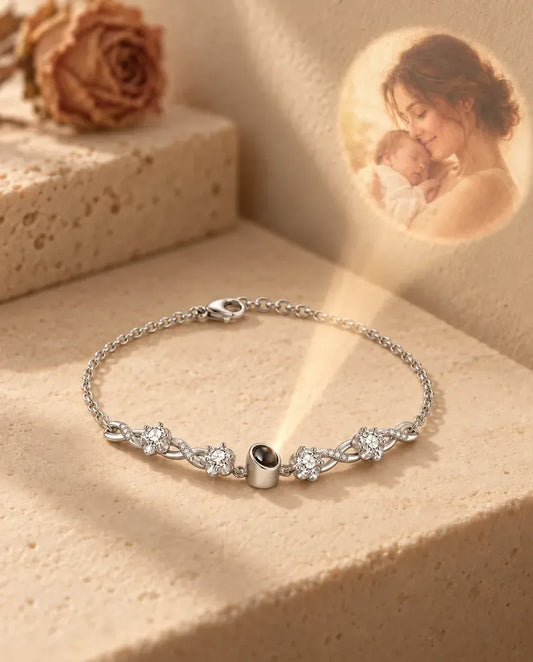 Personalized Photo Projection Bracelet - projecting the hidden photo onto a wall