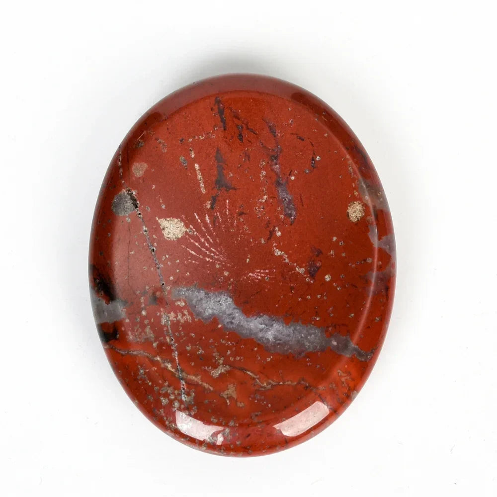 Red Jasper Worry Stone, Healing Crystal Palm Stone for Courage & Vitality