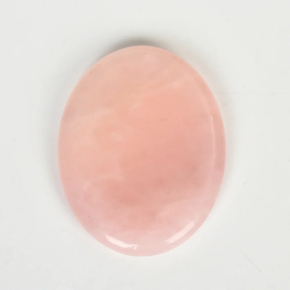 Rose Quartz Worry Stone, Healing Crystal Palm Stone for Love & Compassion