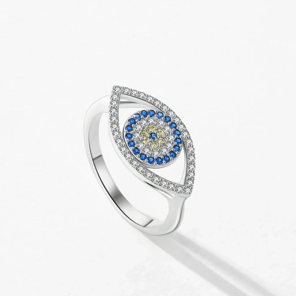 Evil Eye Ring 925 Sterling Silver - Blue Eye Ring for Her