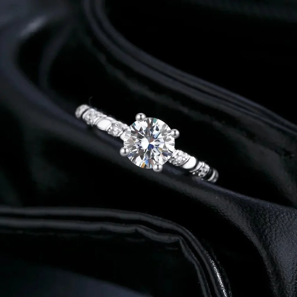 Twisted Moissanite Solitaire Ring in 925 Sterling Silver - Moissanite Engagement Ring for Women